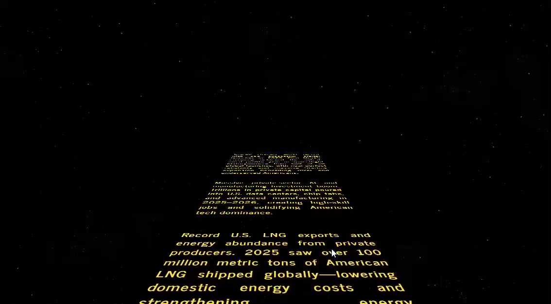 Star Wars-style yellow text crawl on a black starfield listing conservative wins